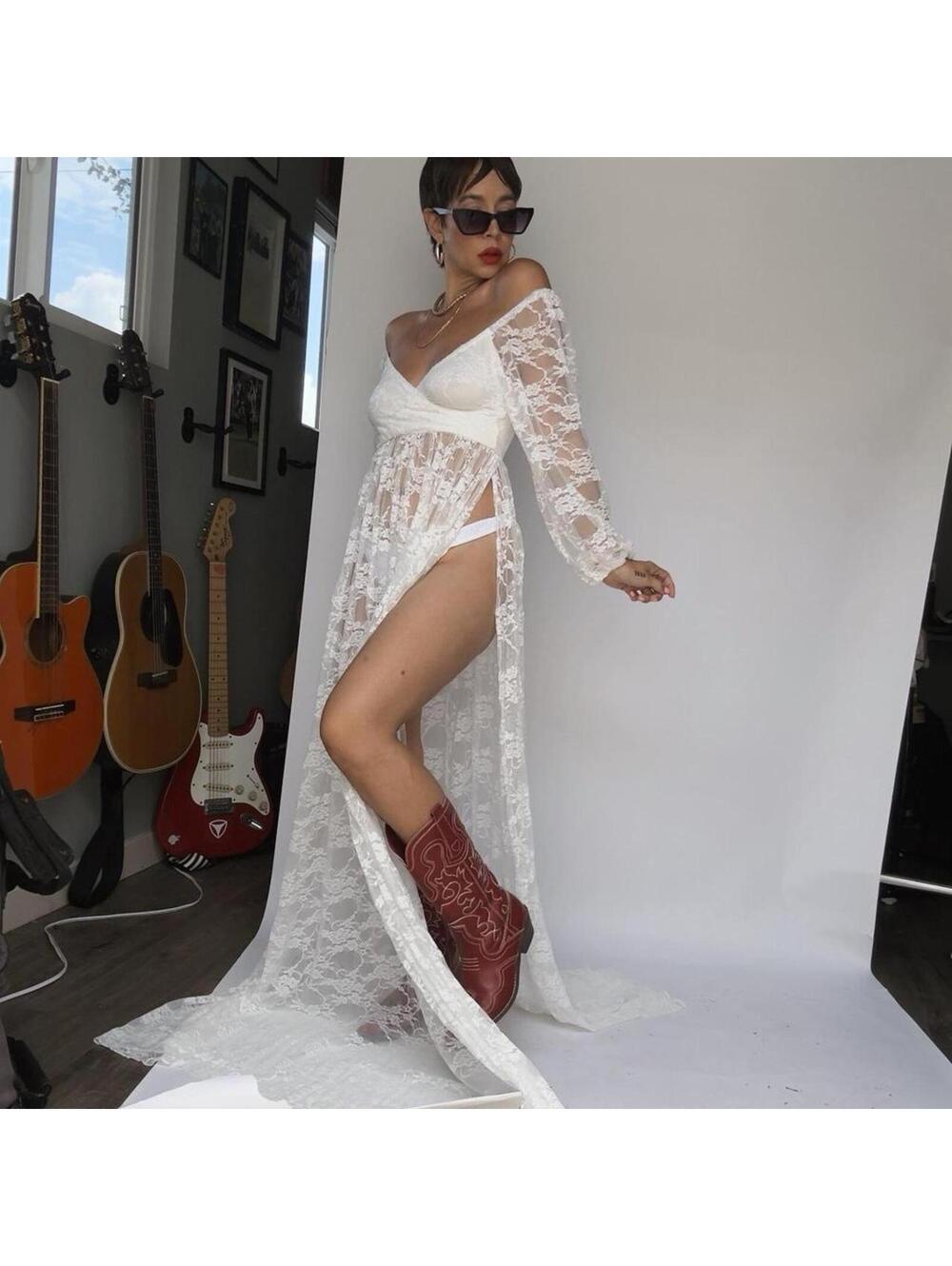 Vintage White Lace Maxi Dress